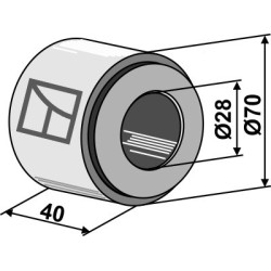 Bague en fer compl. avec palier en boi dur incorporé - Ø28mm