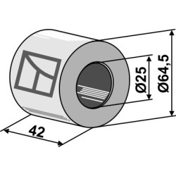 Palier en boi dur - Ø25mm