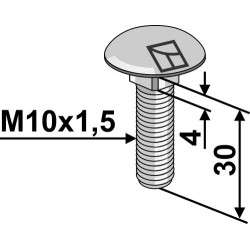 Boulon à tête bombée M10x1,5x30 sans écrou