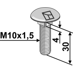 Boulon à tête bombée M10x1,5x30 sans écrou