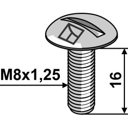 Boulon à tête bombée M8x1,25x16 - galvanisé - Strautmann - 86503044