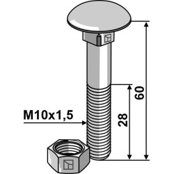 Boulon M10x1,5x60 galvanisé avec écrou