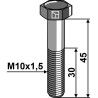 Boulon à tête hexagonale M10x1,5x45 sans écrou