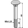 Boulon M8x1,25x80 galvanisé sans écrou