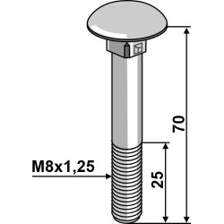 Boulon M8x1,25x70 galvanisé sans écrou