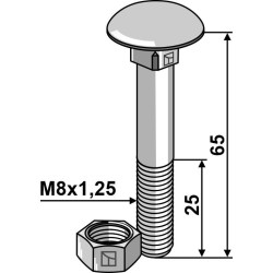 Boulon M8x1,25x65 galvanisé avec écrou