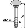 Boulon M8x1,25x60 galvanisé sans écrou