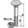 Boulon M8x1,25x60 galvanisé avec écrou