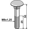 Boulon M8x1,25x50 galvanisé sans écrou