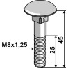 Boulon M8x1,25x45 galvanisé sans écrou