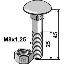 Boulon M8x1,25x45 galvanisé avec écrou