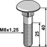Boulon M8x1,25x40 galvanisé sans écrou