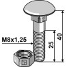 Boulon M8x1,25x40 galvanisé avec écrou