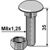 Boulon M8x1,25x35 galvanisé avec écrou