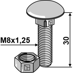 Boulon M8x1,25x30 galvanisé avec écrou