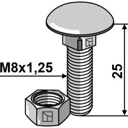 Boulon M8x1,25x25 galvanisé avec écrou