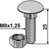 Boulon M8x1,25x25 galvanisé avec écrou