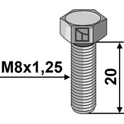 Boulon à tête hexagonal M8x1,25x20 sans écrou - galvanisée - Logifeed & R.M.H. - 008.00.80.20