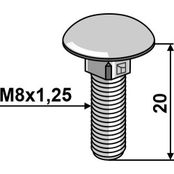 Boulon à tête bombée M8x1,25x20 - galvanisé sans écrou