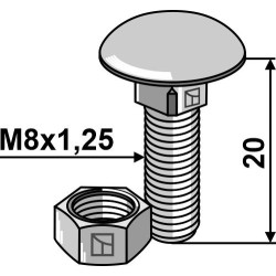 Boulon M8x1,25x20 galvanisé avec écrou