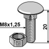 Boulon M8x1,25x20 galvanisé avec écrou
