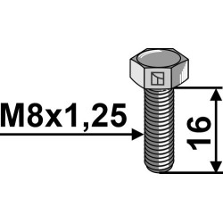 Boulon à tête hexagonal M8x1,25x16 sans écrou - galvanisée