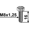 Boulon à tête hexagonal M8x1,25x16 sans écrou - galvanisée
