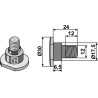 Boulon pour couteaux rotatifs - M12x1,75 - 12.9 - Krone - 141053.4