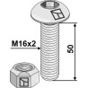 Boulon à tête bombée M16x2x50 avec six pans creux avec écrou à freinage interne