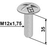 Boulon à tête bombée M12x1,75x35 sans écrou - Kuhn - 80101235