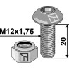 Boulon à tête bombée avec six pans creux M12x1,75x20 - galvanisé - avec écrou