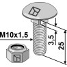 Boulon à tête bombée M10x1,5x25 avec écrou à freinage interne