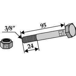 Boulon avec écrou à freinage interne - 3/8''UNF - Bomford