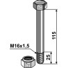 Boulon à tête hexagonale M16x1,5x115 avec écrou à freinage interne - Noremat - Schraube: 1.48.107 - Mutter: 1.22.615