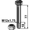Boulon à tête hexagonale M12x1,75x77 avec écrou à freinage interne