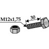 Boulon à tête hexagonale M12x1,75x30  avec écrou à freinage interne - Dücker - 445