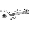 Boulon à tête hexagonale M12x1,75x100 avec écrou à freinage interne - Ferri - 0303017