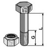 Boulon à tête hexagonale M10x1,5x70 avec écrou à freinage interne