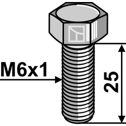 Boulon à tête hexagonal M6x1x25 sans écrou - galvanisée
