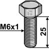 Boulon à tête hexagonal M6x1x25 sans écrou - galvanisée