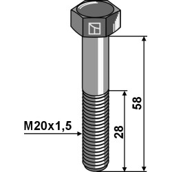 Boulon à tête hexagonale avec filet fin - M20x1,5X58 - 10.9