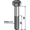 Boulon à tête hexagonale avec filet fin - M20x1,5X58 - 10.9
