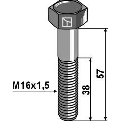 Boulon à tête hexagonale avec filet fin - M16x1,5x57 - 12.9
