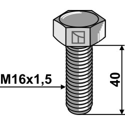 Boulon à tête hexagonale avec filet fin - M16x1,5X40 - 10.9