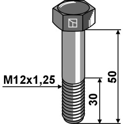 Boulon à tête hexagonale avec filet fin - M12x1,25x50 - 12.9