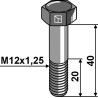 Boulon à tête hexagonale avec filet fin - M12x1,25x40 - 12.9