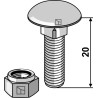 Boulon à tête bombée M8x1,25x20 avec écrou à freinage interne