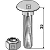 Boulon à tête bombée M8x1,25x35 avec écrou à freinage interne