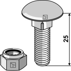 Boulon à tête bombée M10x1,5x25 avec écrou à freinage interne