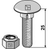 Boulon à tête bombée M8x1,25x25 avec écrou à freinage interne